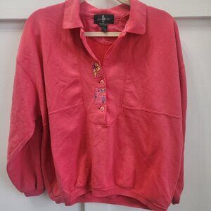 Vintage 90s Hunt Club Magenta "Eclectic Grandpa" Henley